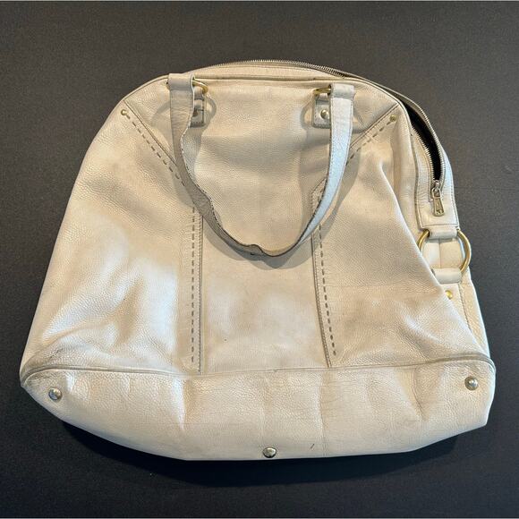 Yves Saint Laurent Muse Large Leather Tote – Off-White, Classic Y Design - Picture 8 of 11